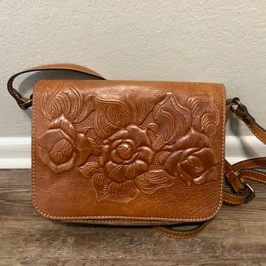 Patricia Nash Navano Rose Floral Tooled Leather Crossbody Bag